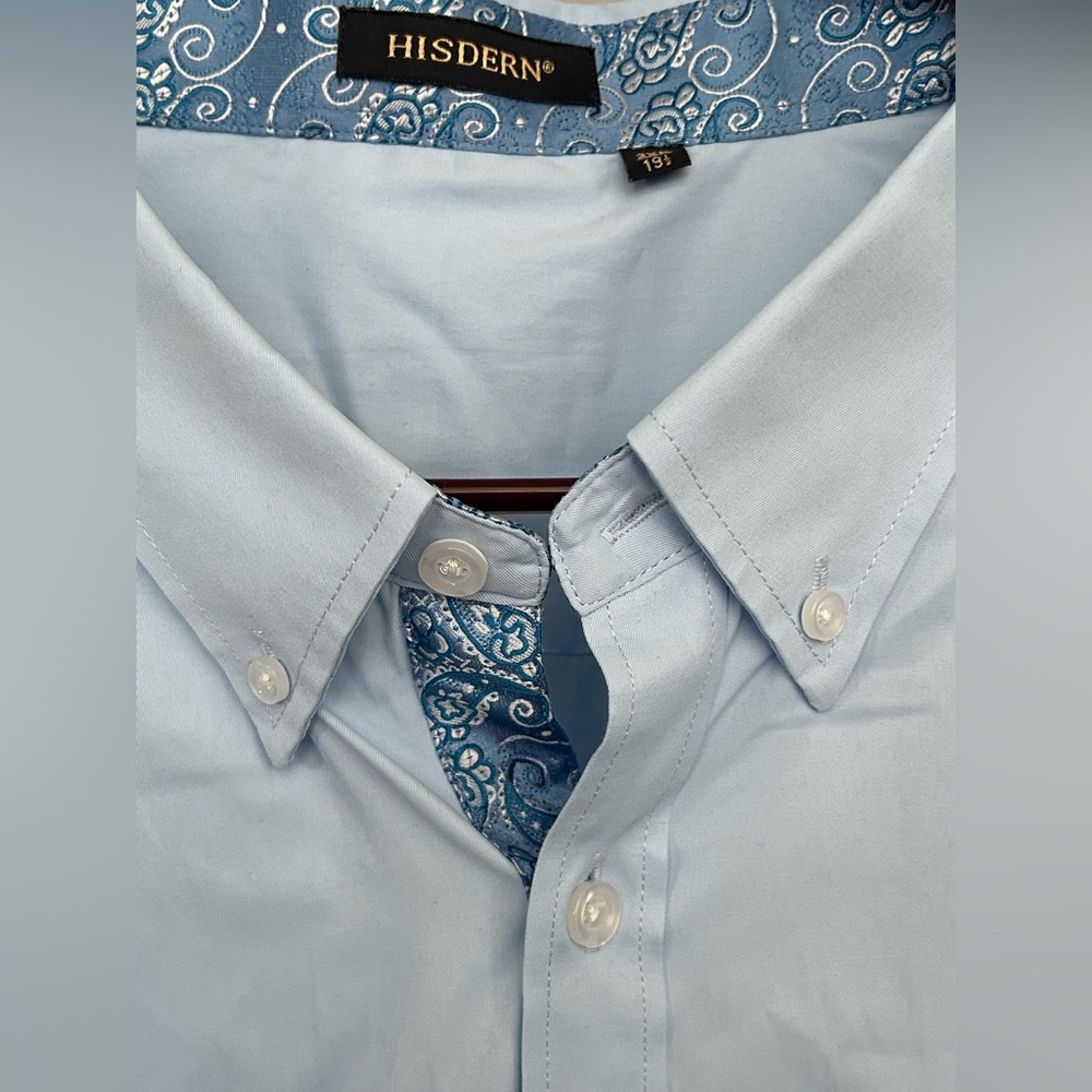 NWOT HISDERN Light Blue Men's Button-Down Shirt 3XL